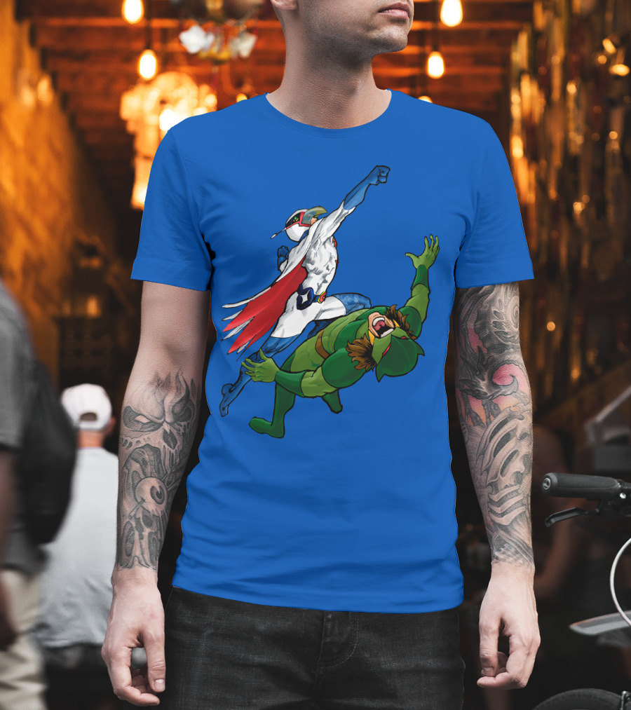 Science Ninja Team Gatchaman Battle of the Planets Dynamic Heroic Battle Scene T-Shirt