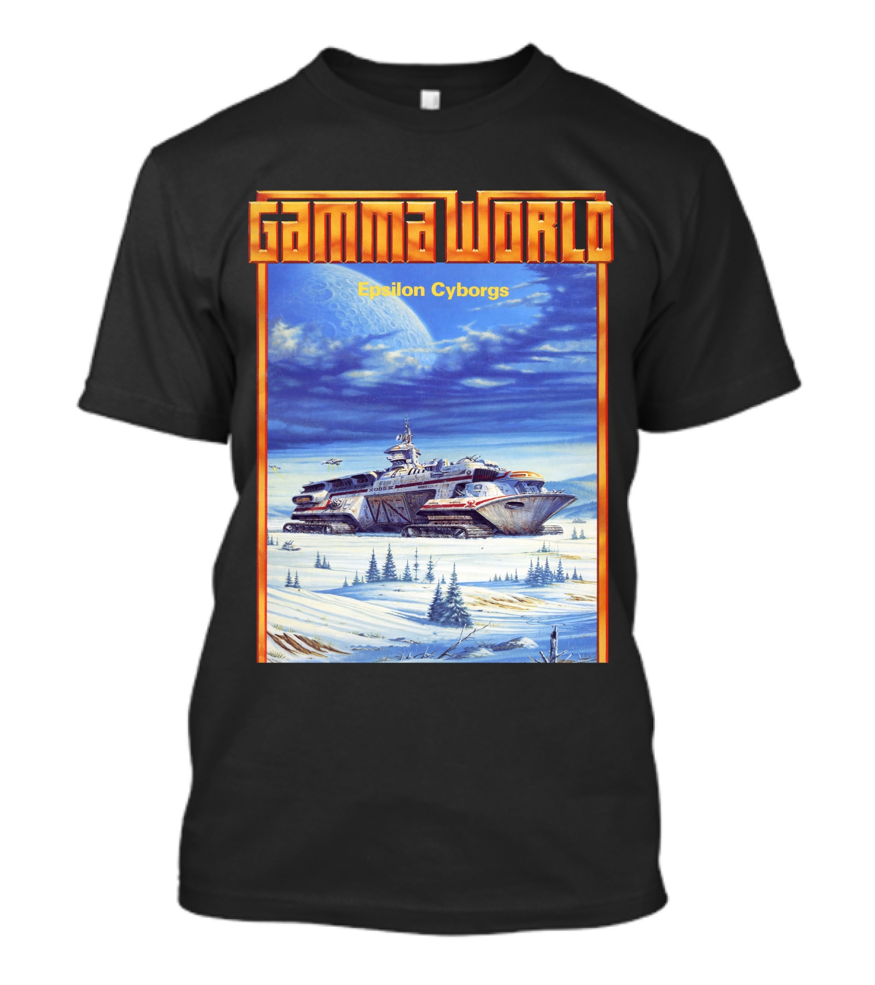 Gamma World Epsilon Cyborgs Snowy Landscape Spaceship Adventure T-Shirt