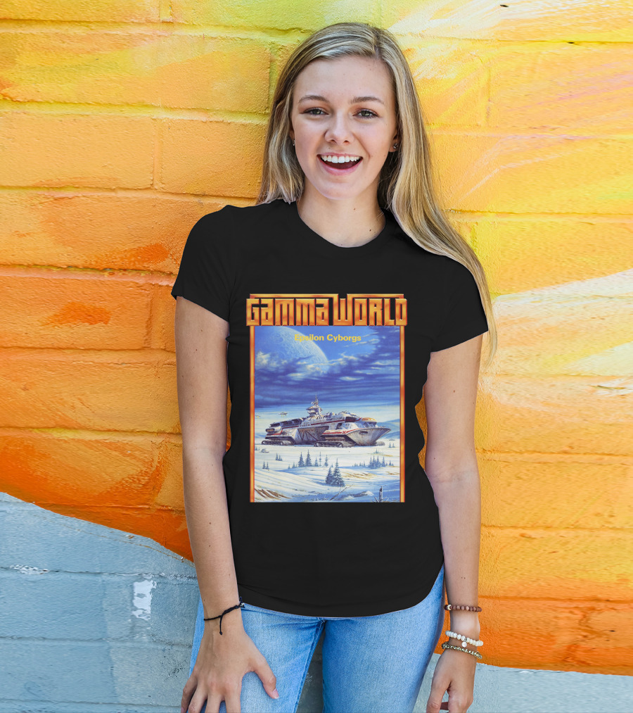 Gamma World Epsilon Cyborgs Snowy Landscape Spaceship Adventure T-Shirt