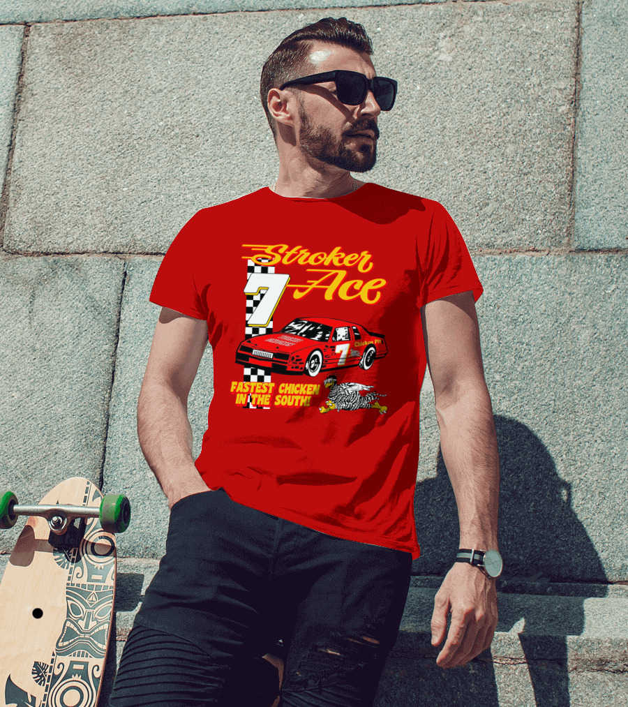 Stroker Ace Fastest Chicken In The South 7 Racing Car Chicken Pit T-Shirt