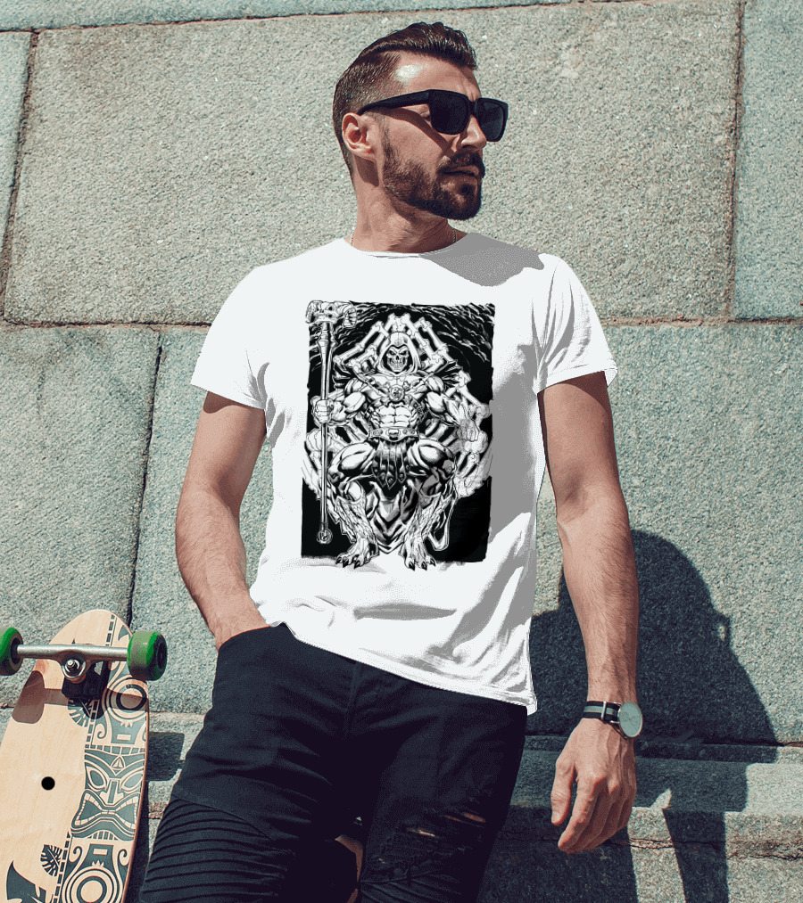 Skeletor Throne Artwork Masters Of The Universe Villain Motif T-Shirt