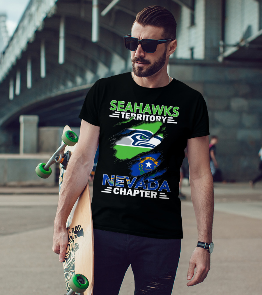Seahawks Territory Nevada Chapter Battle Born Flag Integration T-Shirt
