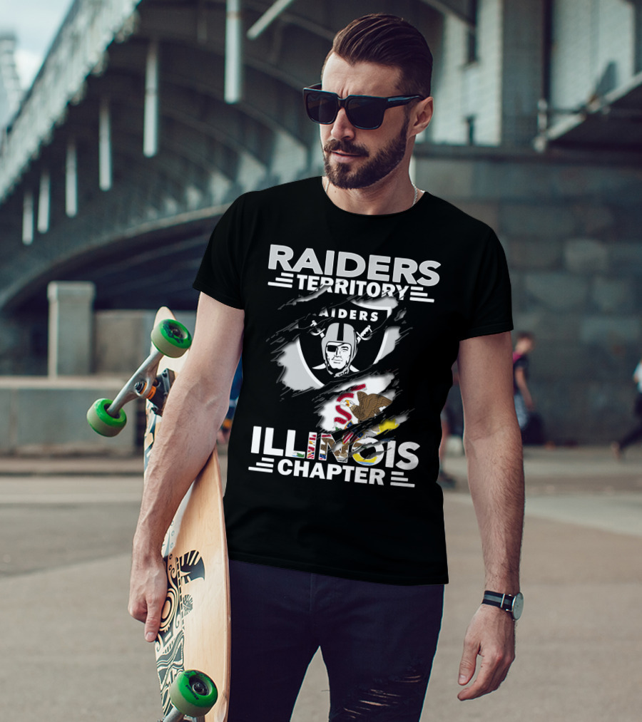 Raiders Territory Illinois Chapter Raiders Logo Illinois State Flag T-Shirt