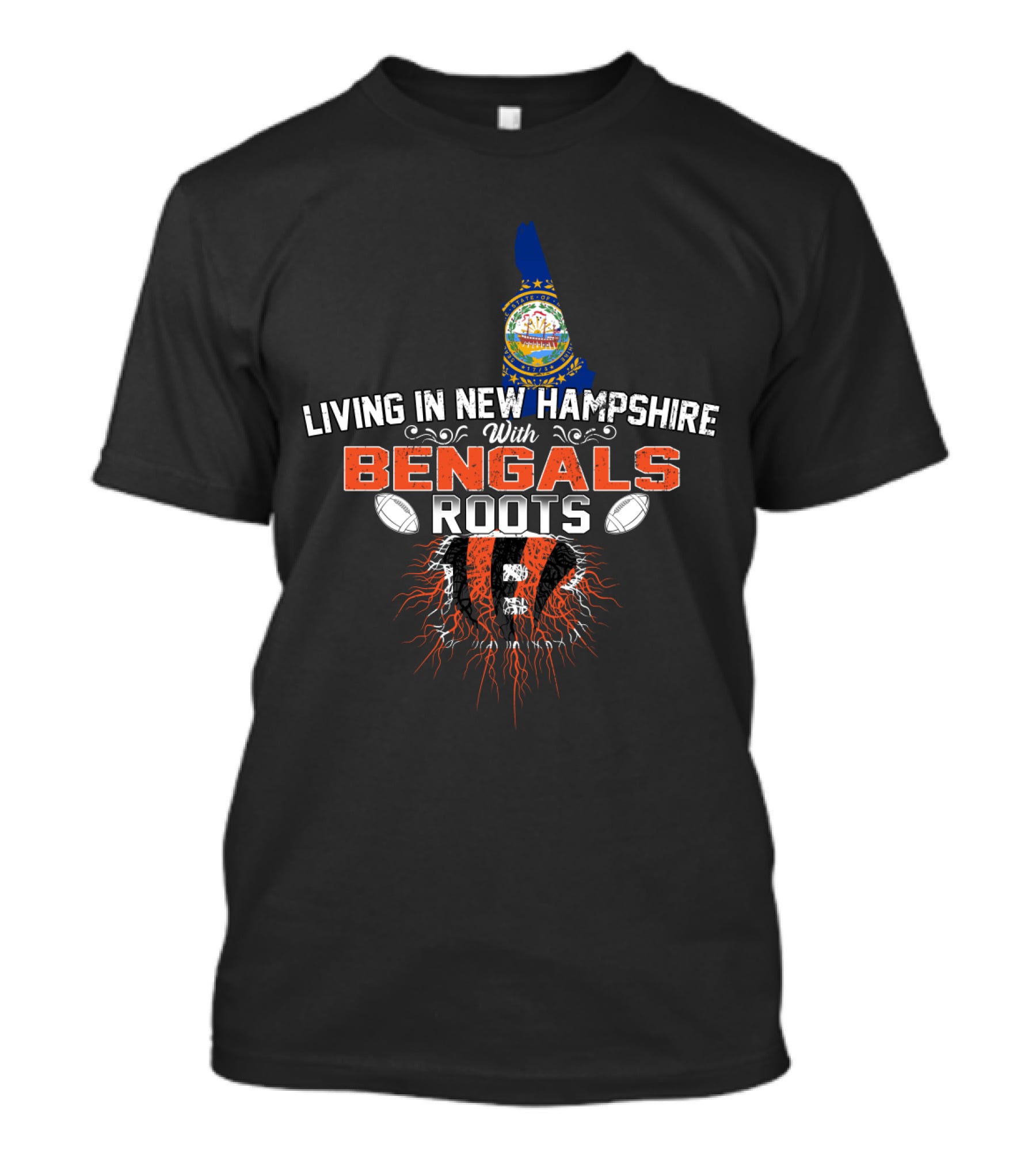 New Hampshire Living With Bengals Roots Football Pride T-Shirt