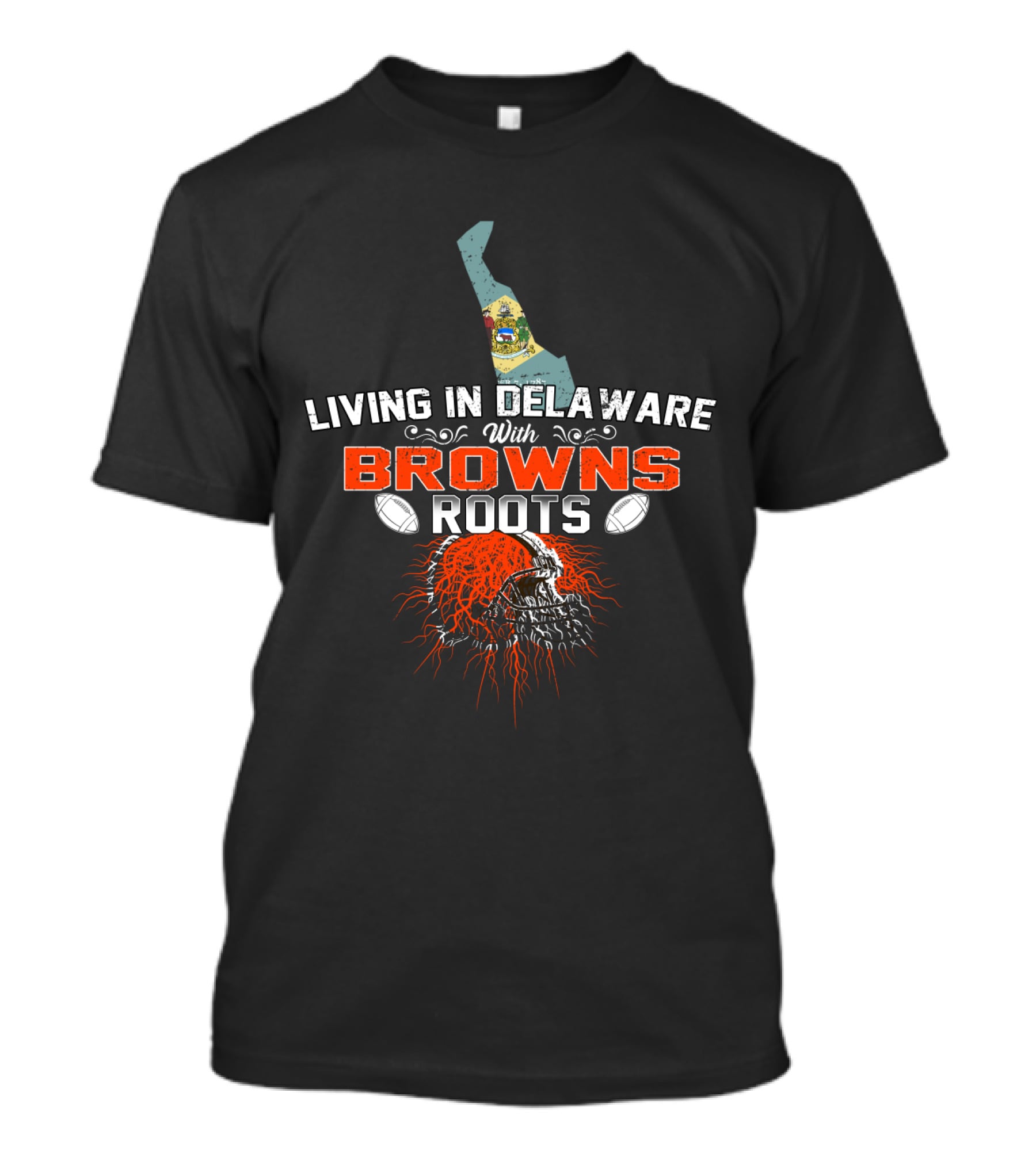 Living In Delaware Cleveland Browns Roots Football Helmet T-Shirt
