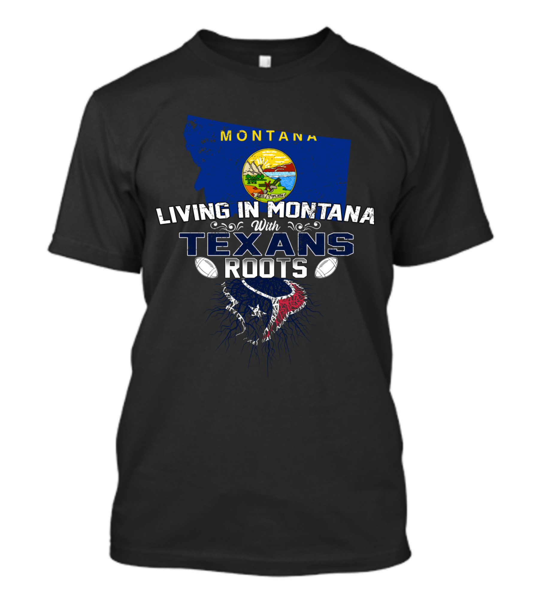 Montana Living With Houston Texans NFL Roots Emblem T-Shirt