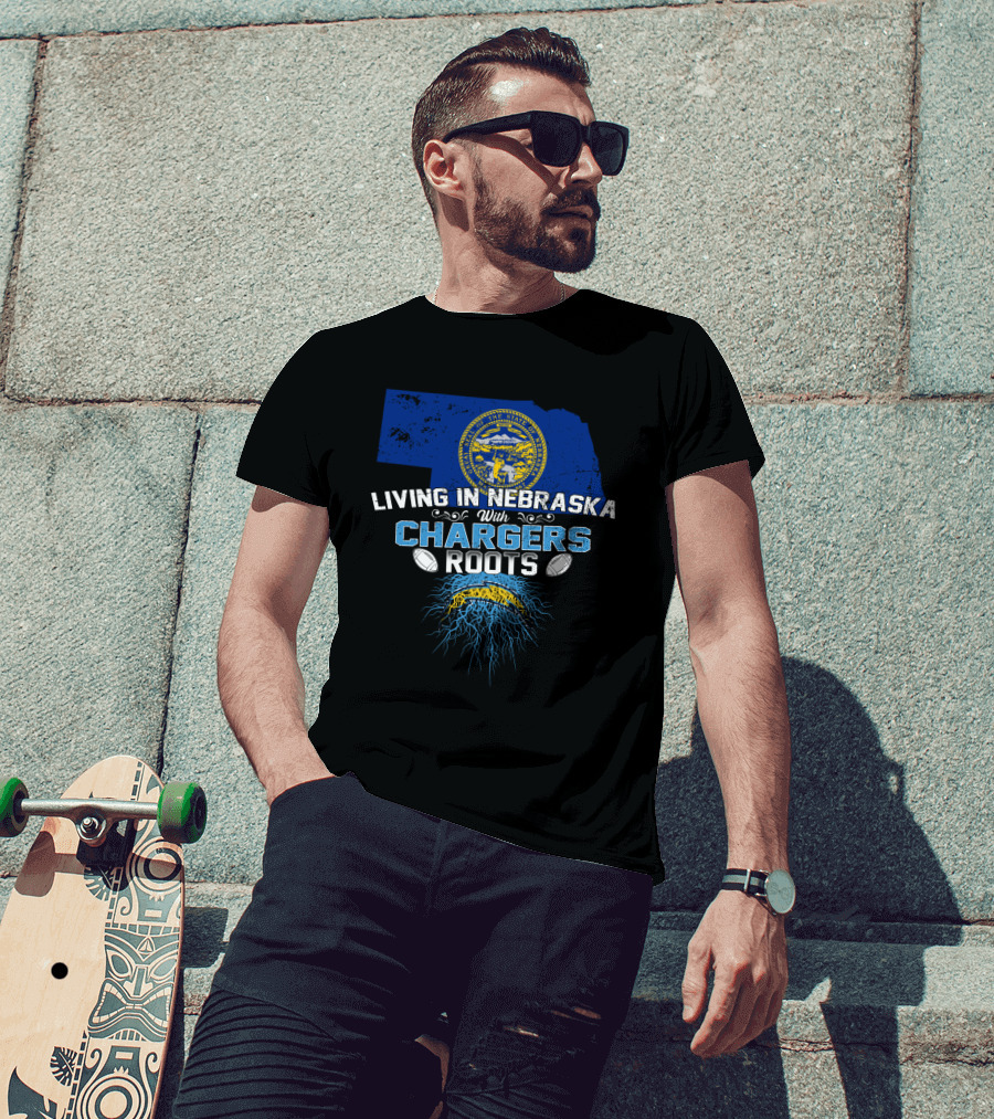 Living In Nebraska With Chargers Roots Nebraska State Seal Chargers Football T-Shirt