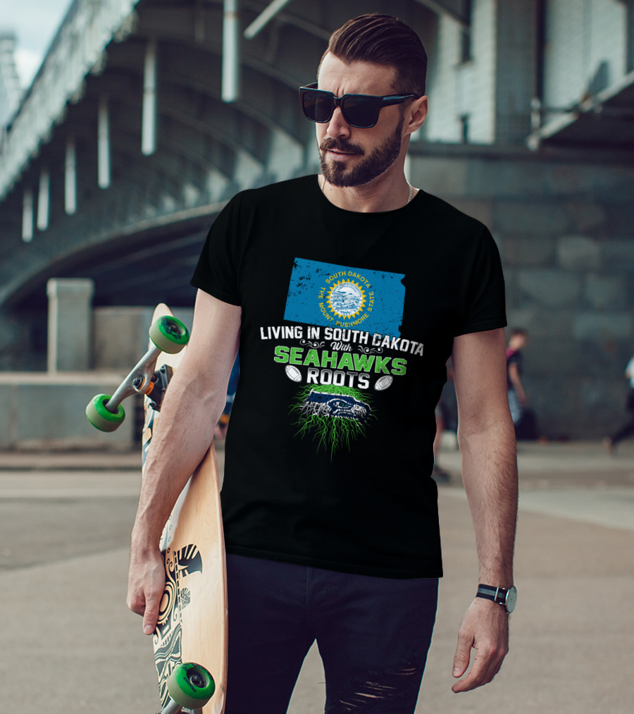 South Dakota Pride With Seahawks Roots And State Flag T-Shirt
