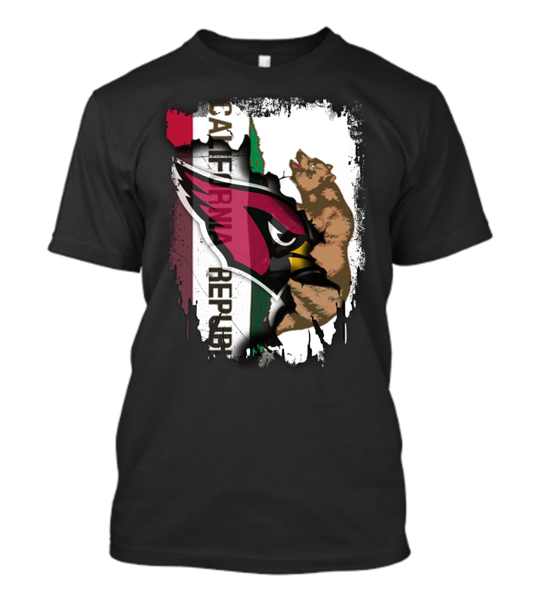 California Republic With Cardinals Logo And Bear T-Shirt