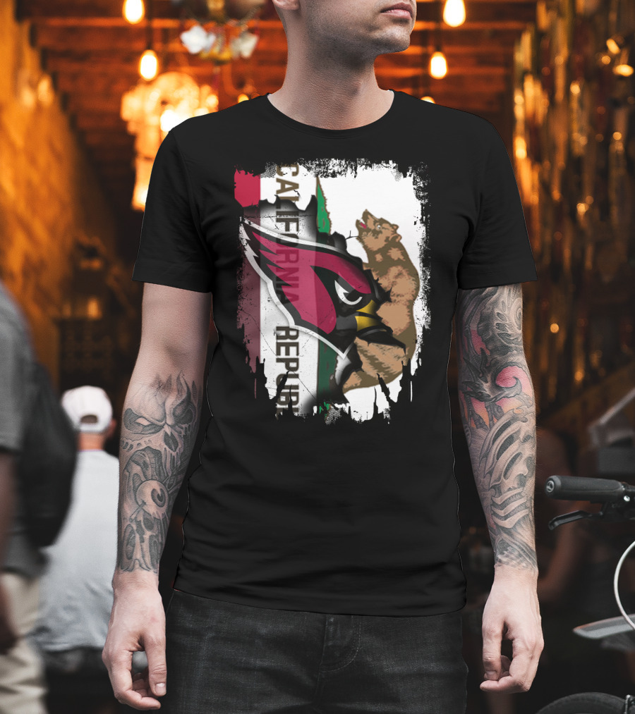California Republic With Cardinals Logo And Bear T-Shirt