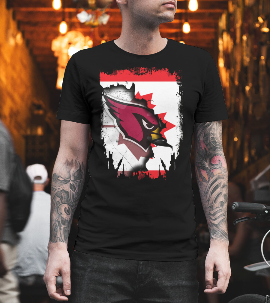 Canada Flag Background With Arizona Cardinals T-Shirt