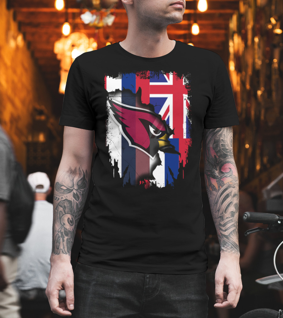 Hawaii Flag with Cardinals Logo Overlapping T-Shirt