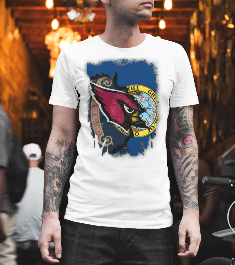 Idaho State Pride With Cardinals Football Emblem Fusion T-Shirt