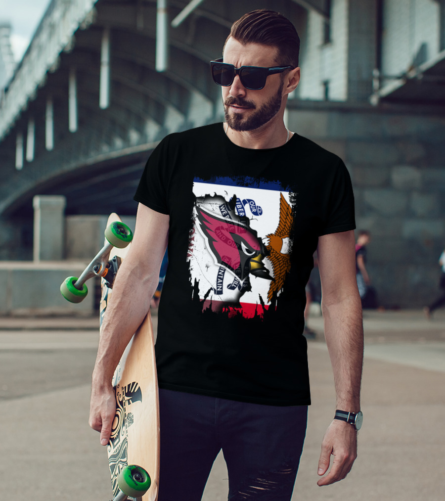 Together Iowa Flag And Cardinals With Eagle T-Shirt