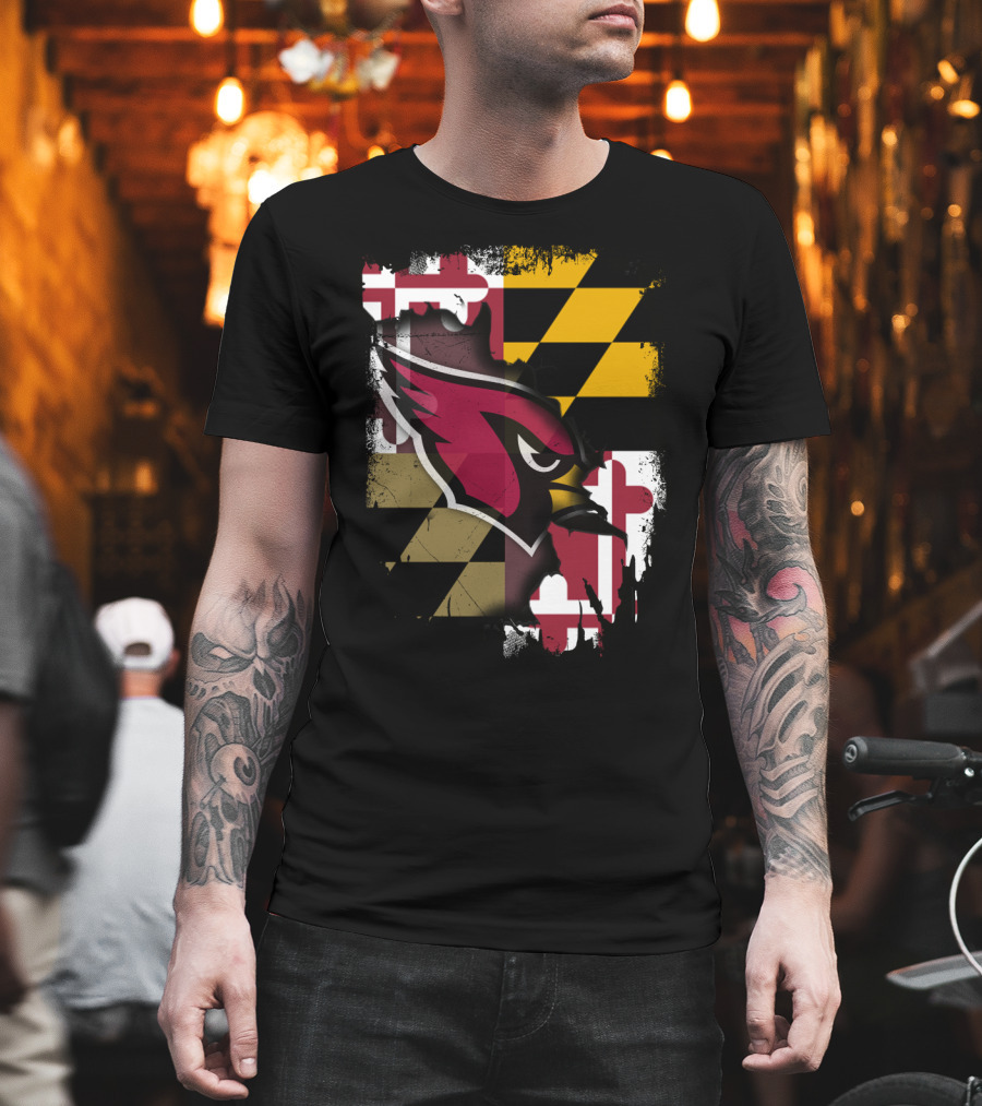Together Maryland Cardinals With Maryland Flag Background T-Shirt