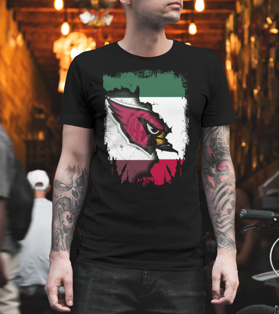 Mexico Flag with Cardinals Bird T-Shirt