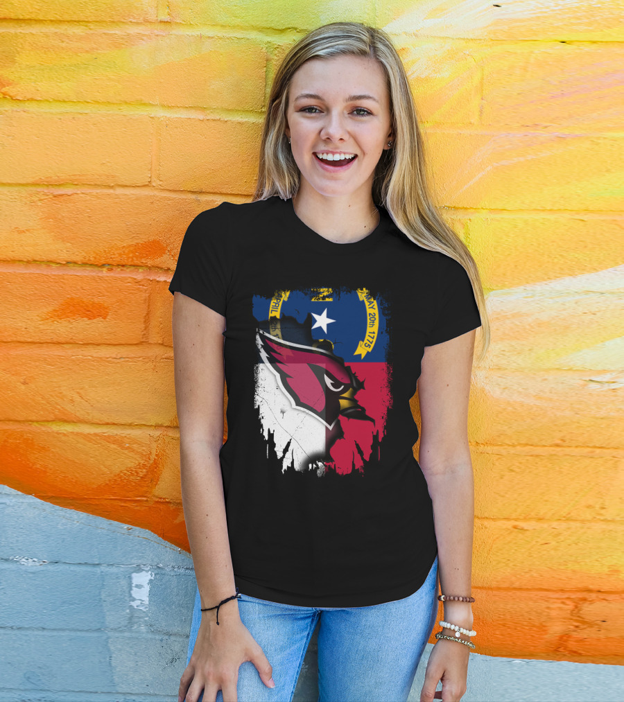 Together North Carolina Cardinal Logo In State Flag Colors T-Shirt