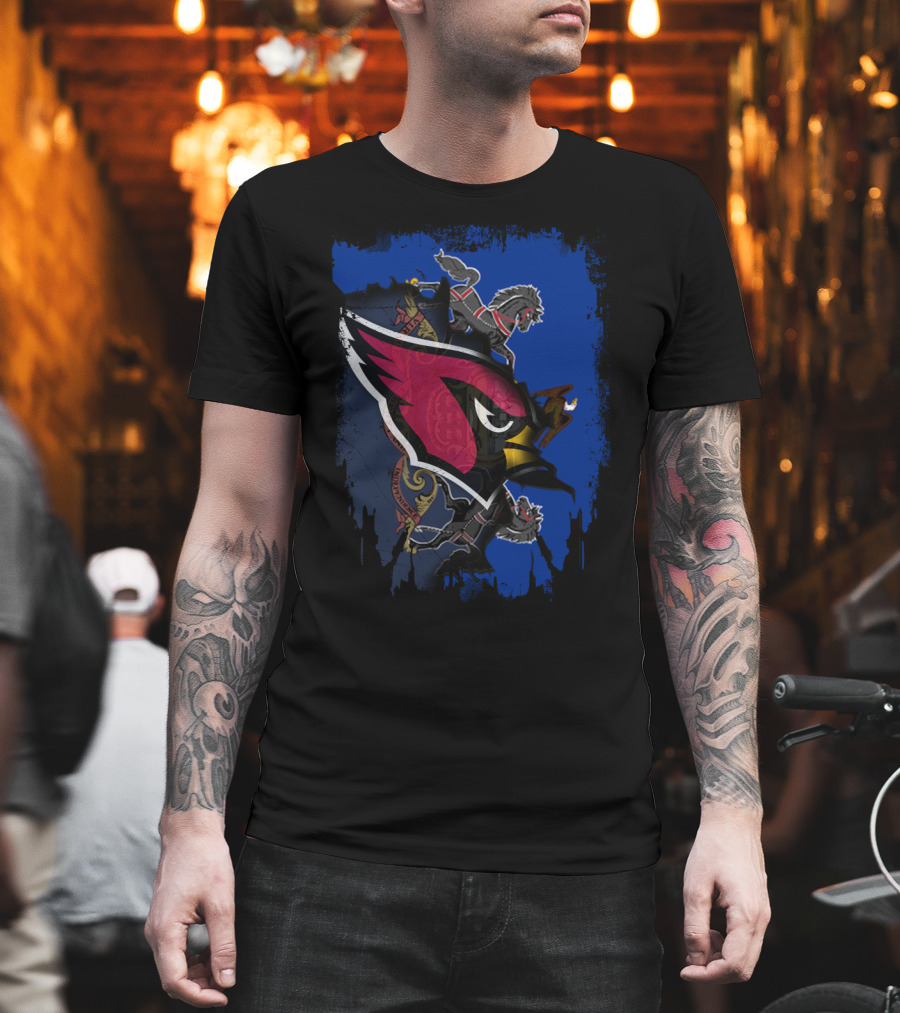 Pennsylvania State Outline with Cardinals and Horsemen Elements T-Shirt