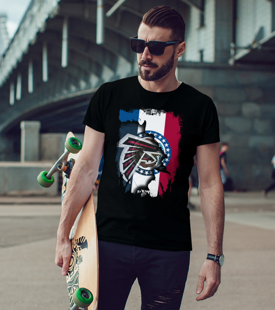 Together Missouri With Atlanta Falcons Blended With State Flag T-Shirt
