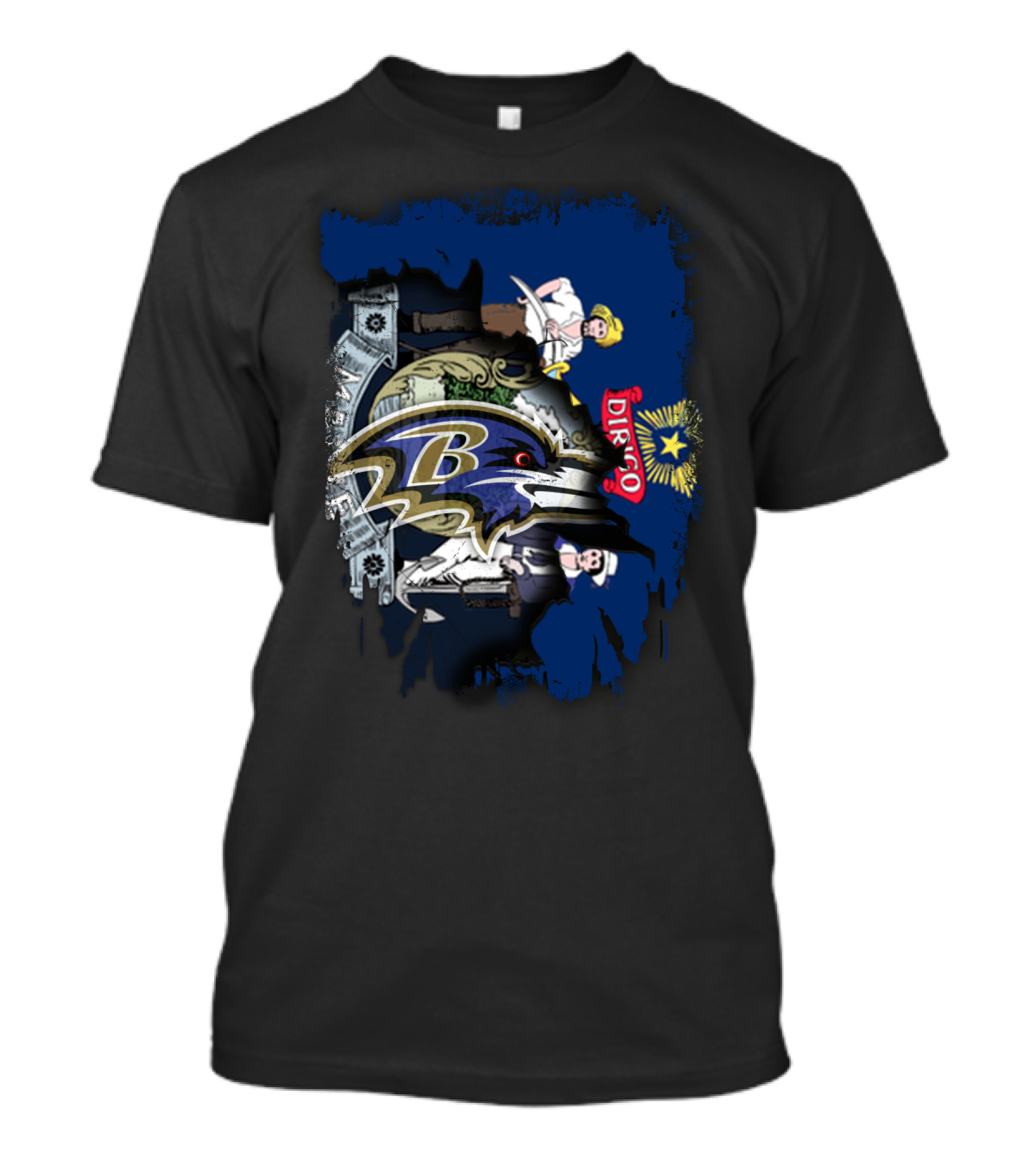 Baltimore Ravens Logo On Maine State Flag Elements T-Shirt