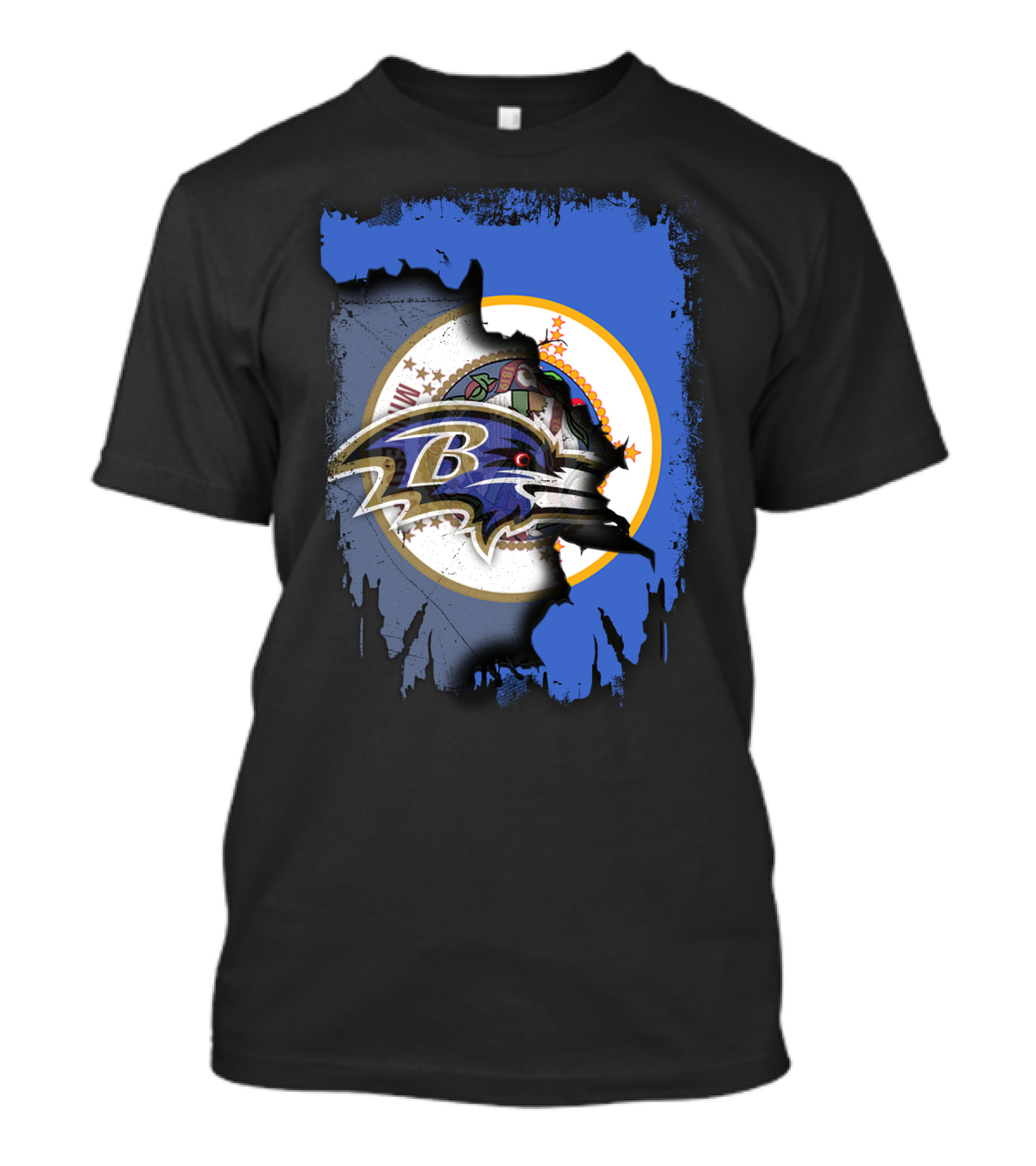 Together Minnesota Ravens Logo Over State Seal Flag T-Shirt