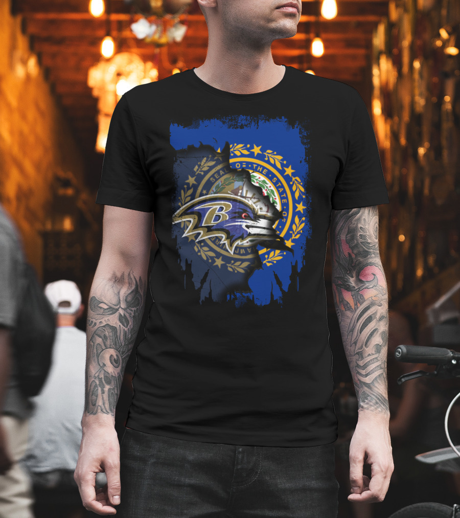 New Hampshire State Seal with Ravens NFL Logo Integration T-Shirt