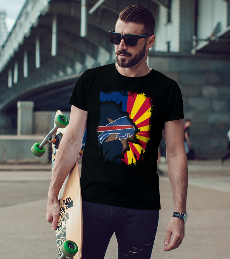 Arizona Flag And Buffalo Bills Logo United In Torn T-Shirt