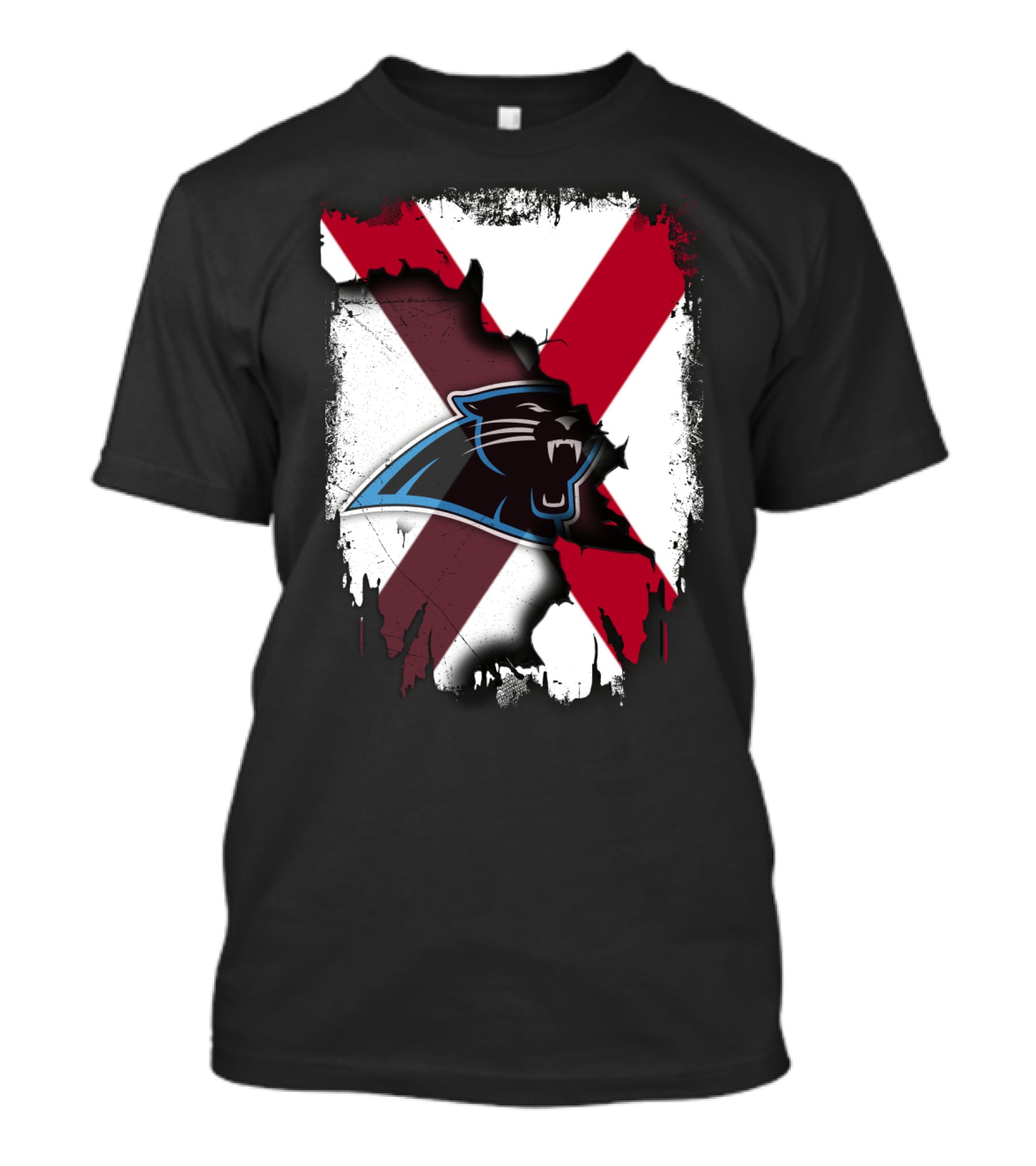 Alabama State Flag With Carolina Panthers Logo Fusion T-Shirt