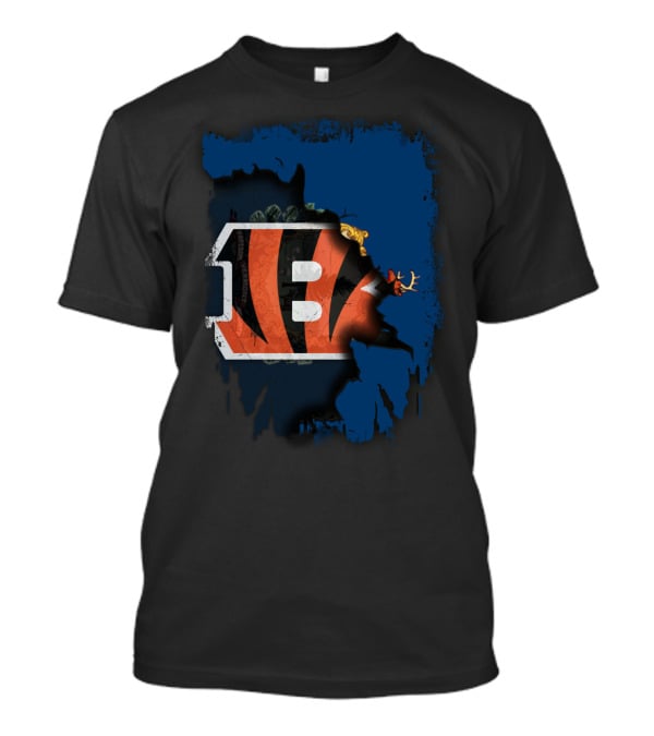 Vermont Map With Cincinnati Bengals Logo Inside T-Shirt