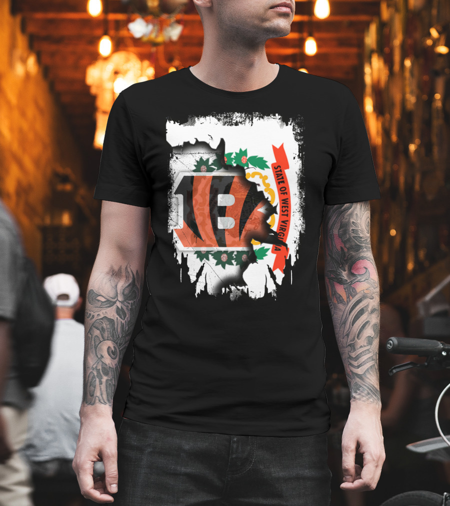 State of West Virginia with Bengals Logo Integration T-Shirt
