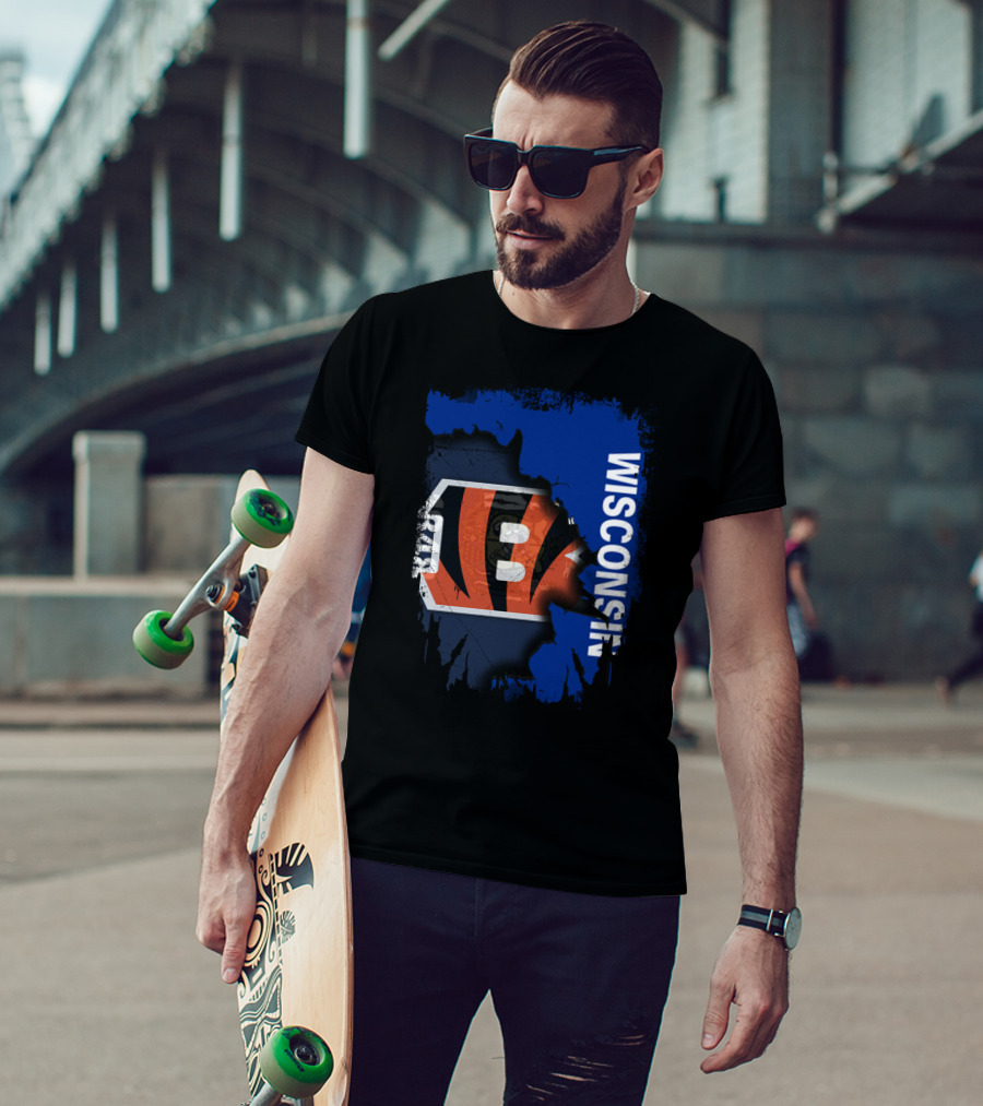 Wisconsin Pride With Cincinnati Bengals Logo Integration T-Shirt