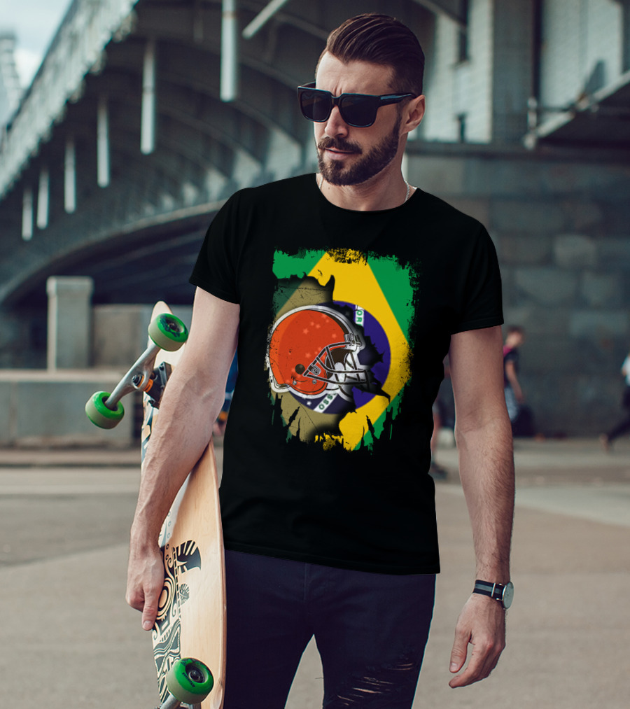 Together Brazil Browns Helmet Torn Flag Fusion T-Shirt