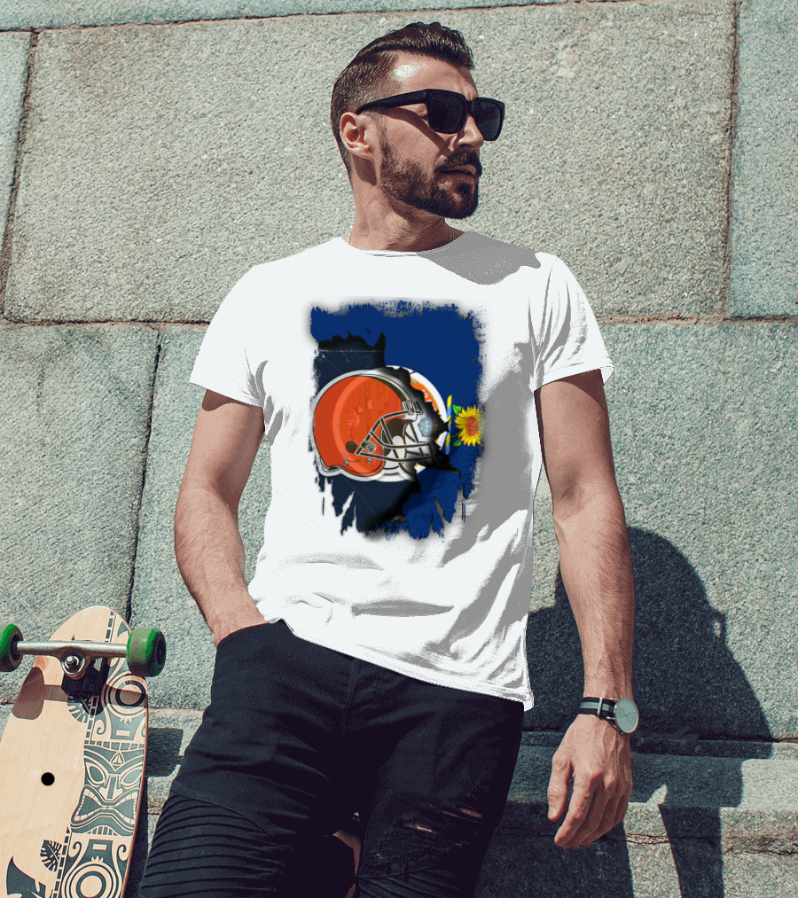 Kansas And Browns Helmet With Sunflower T-Shirt