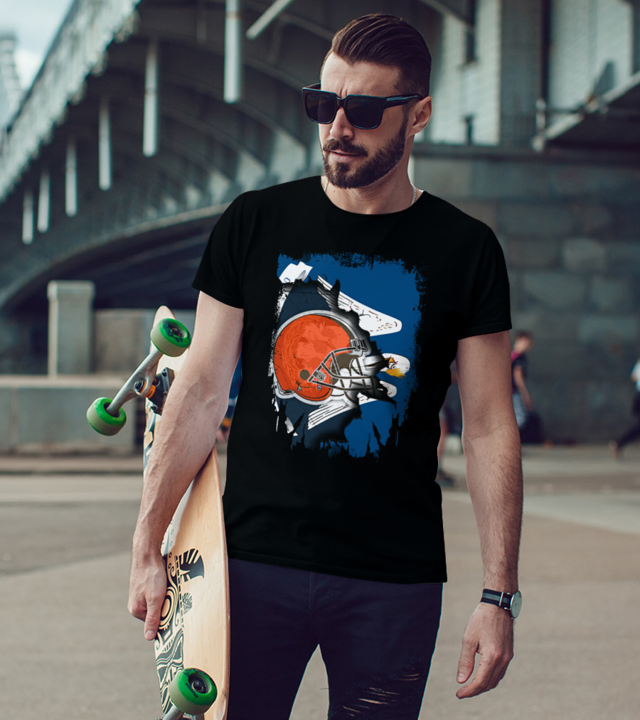 Cleveland Browns Helmet With Louisiana Eagle Motif T-Shirt