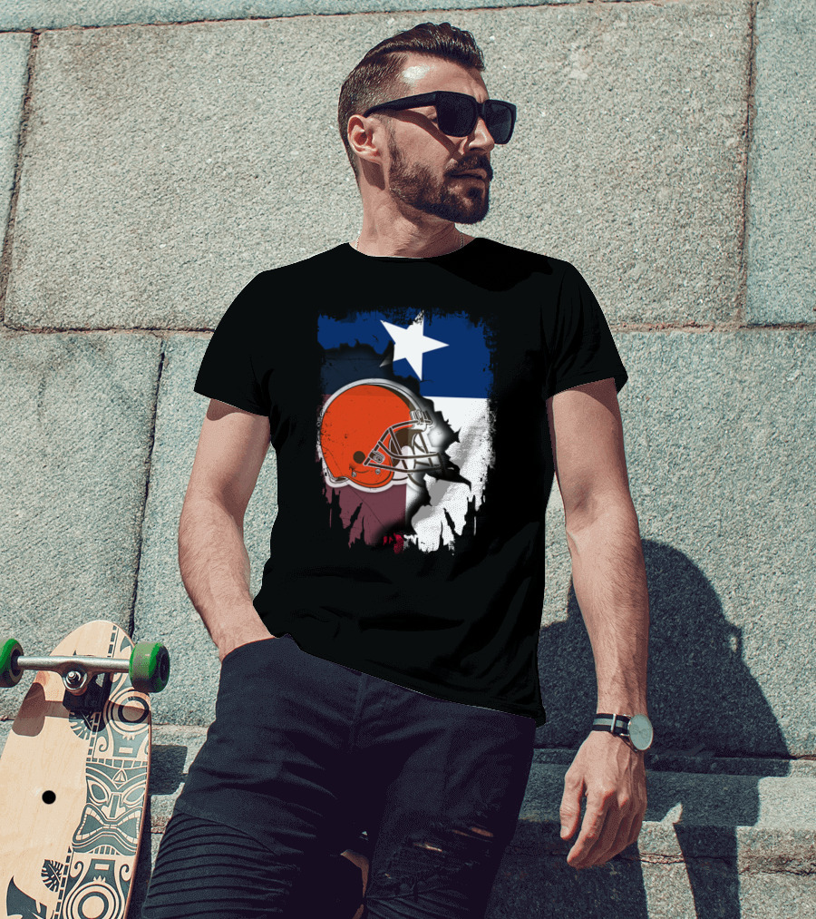 Together Texas Browns Helmet Star Flag T-Shirt