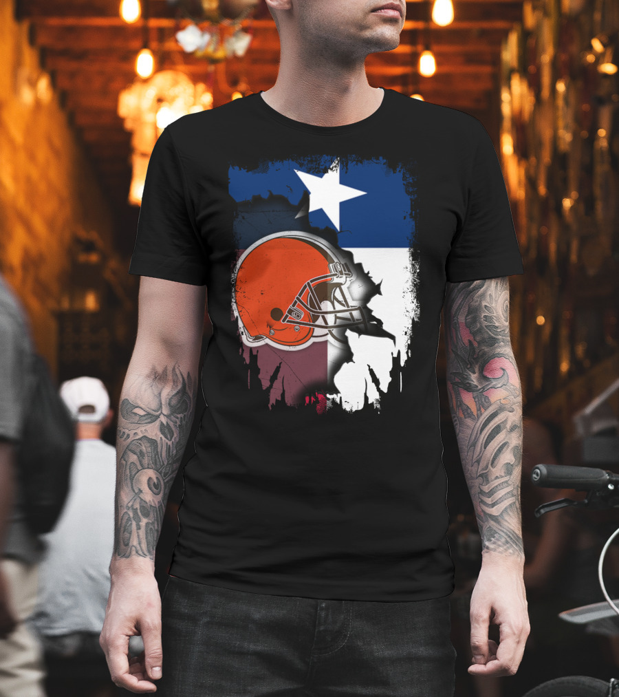 Together Texas Browns Helmet Star Flag T-Shirt