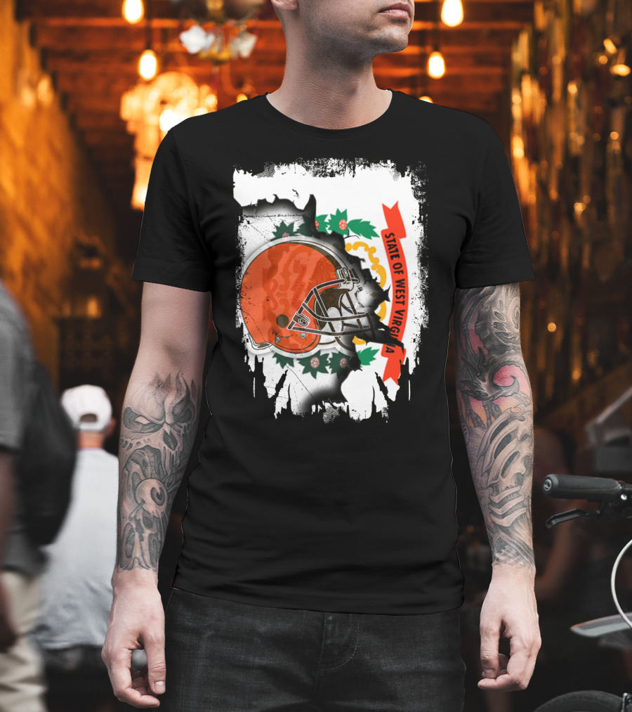 State of West Virginia Cleveland Browns Helmet T-Shirt