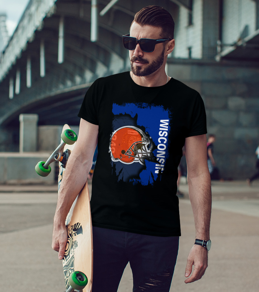 Wisconsin Football Helmet Browns T-Shirt