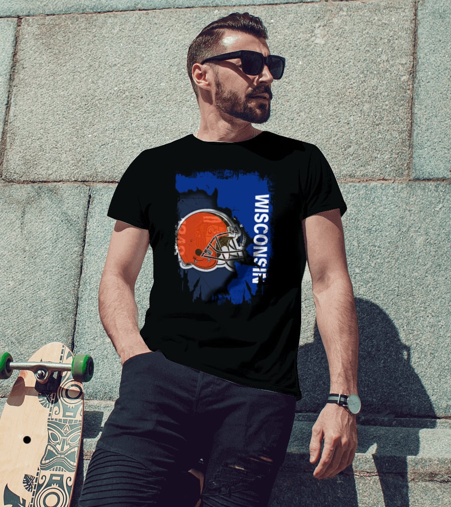 Wisconsin Football Helmet Browns T-Shirt