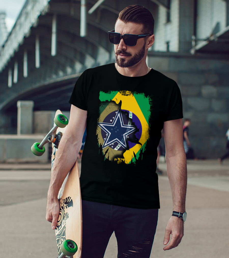 Brazilian Flag And Dallas Cowboys Star United T-Shirt