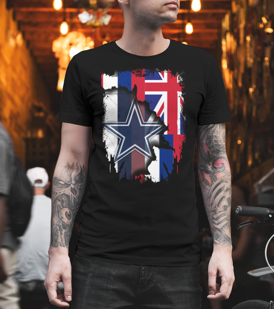 Hawaii Together With Dallas Cowboys Star And Hawaiian Flag Fusion T-Shirt
