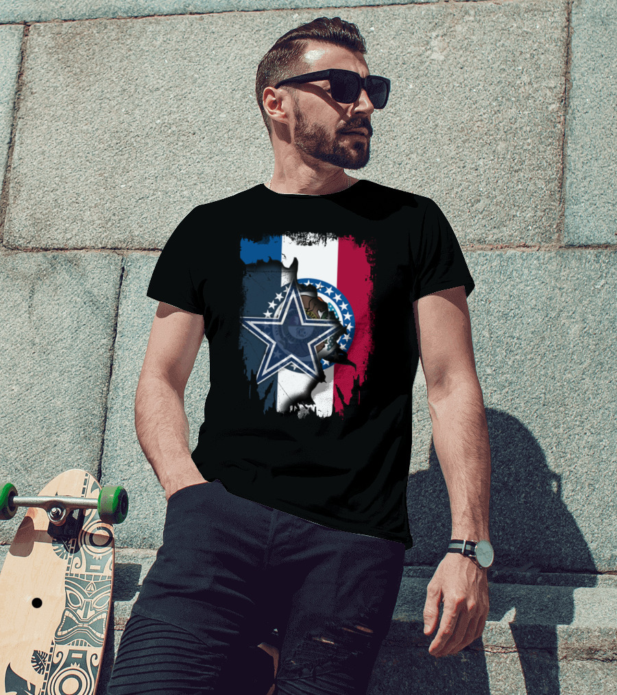 Missouri State Flag With Dallas Cowboys Star Logo Combination T-Shirt