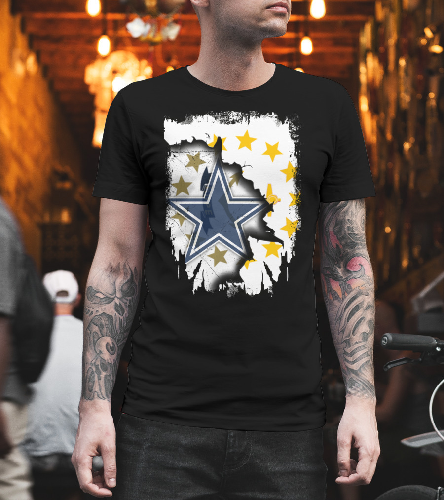 Together Rhode Island with Dallas Cowboys Star and State Symbol Stars T-Shirt