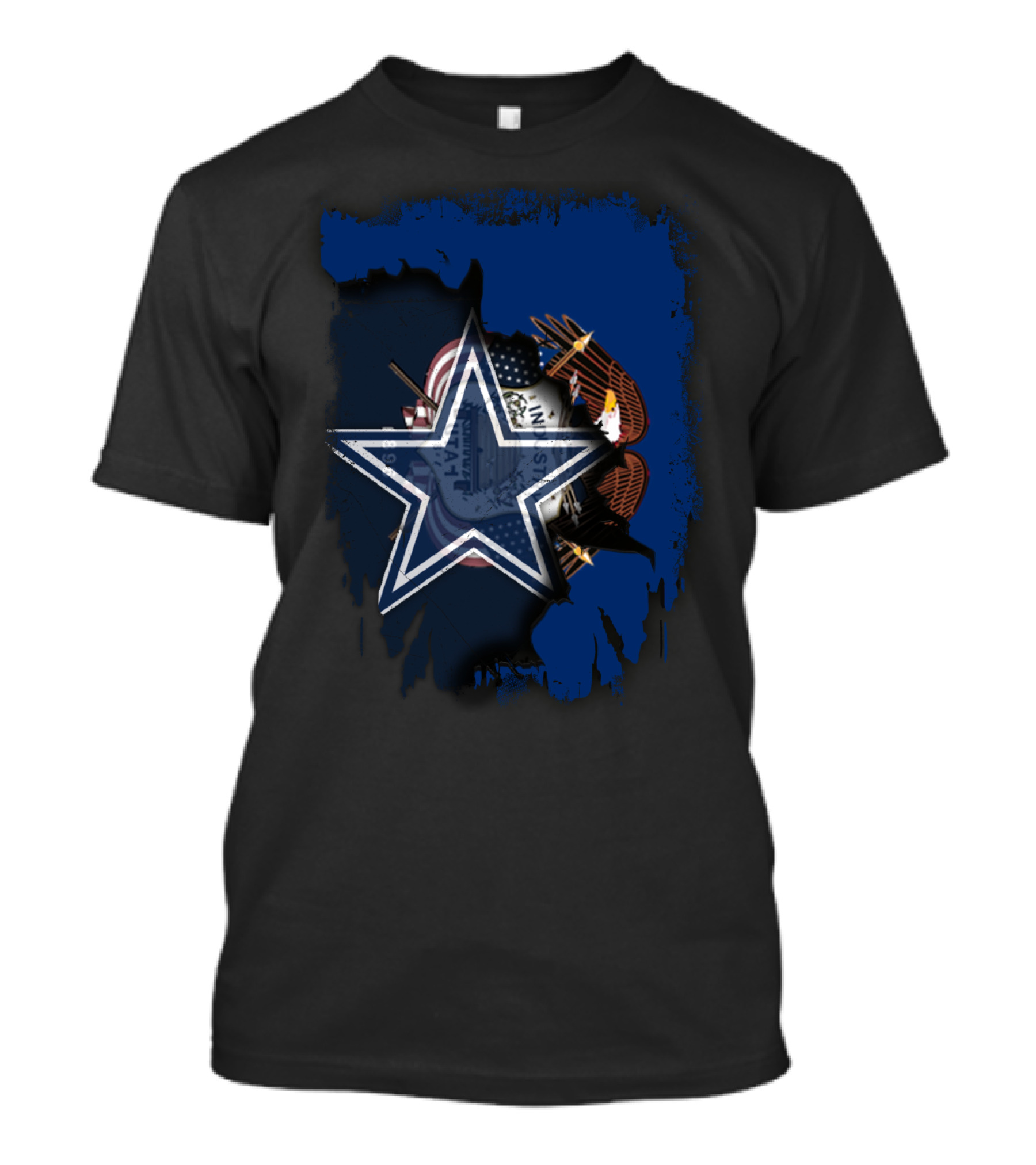 Dallas Cowboys Star Within Utah State Silhouette With Joined Themes T-Shirt