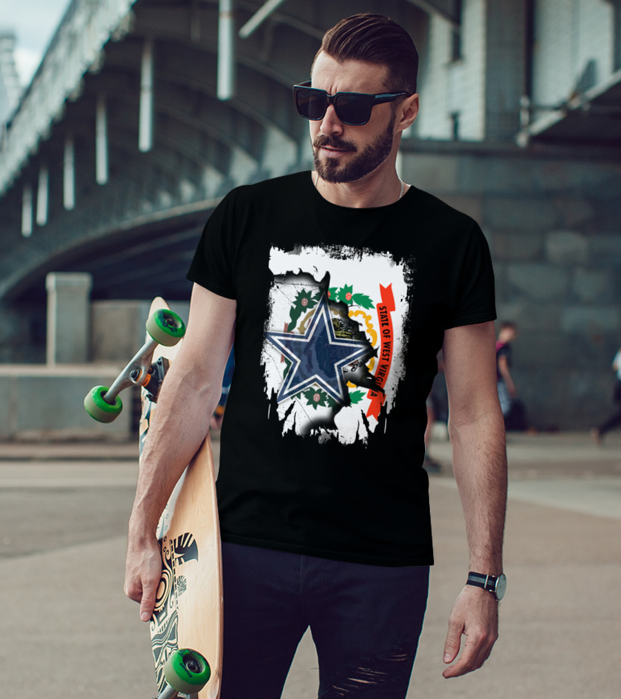 State Of West Virginia And Dallas Cowboys Star Fusion T-Shirt