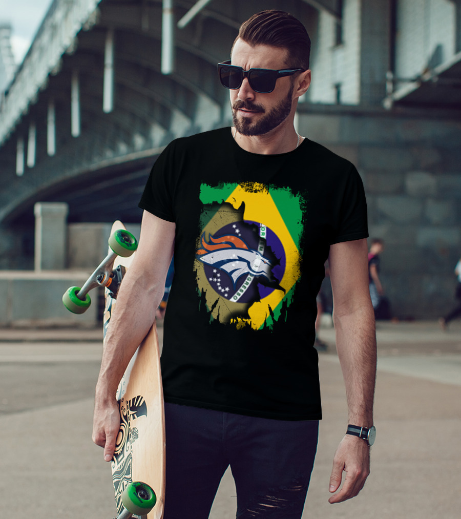 Brazilian Flag With Denver Broncos Logo Integration T-Shirt