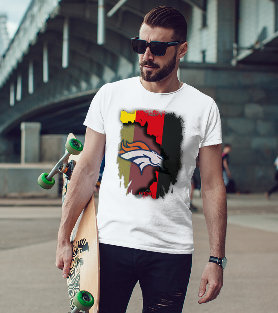 Germany Flag With Broncos Logo Together T-Shirt