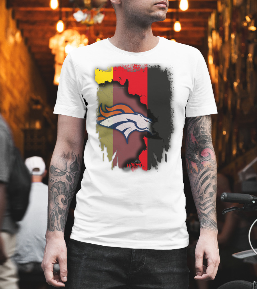 Germany Flag With Broncos Logo Together T-Shirt
