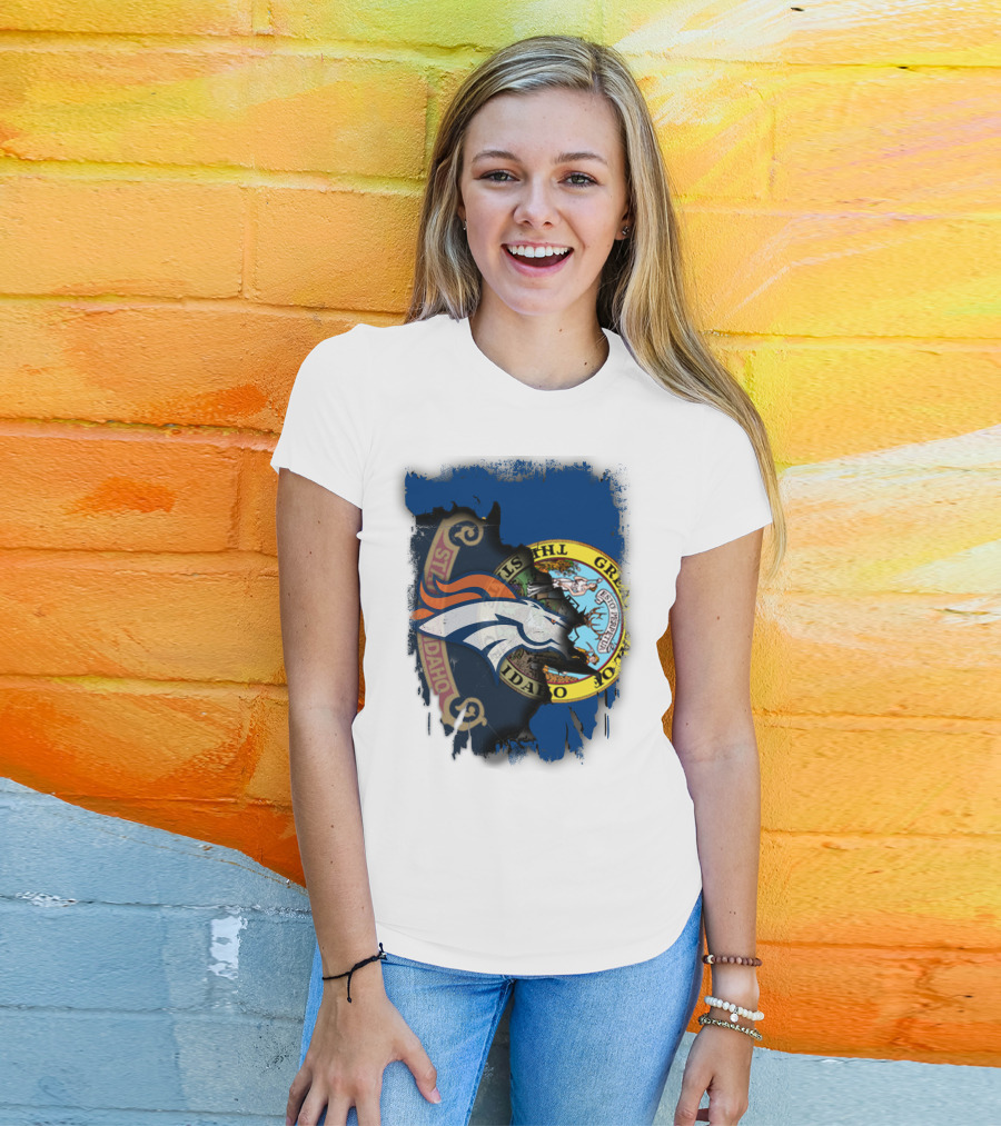 Idaho State Pride With Denver Broncos Emblem T-Shirt