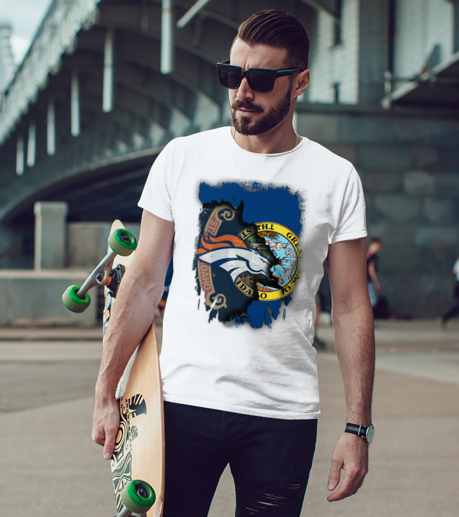Idaho State Pride With Denver Broncos Emblem T-Shirt